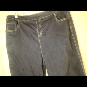 Pull on denim bootcut jeans, pajama material 1X 19W 40in Height